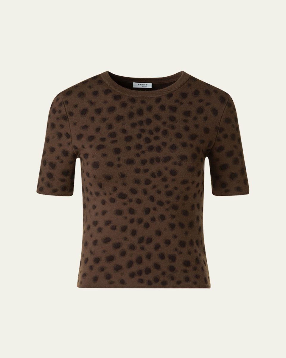 Leopard Jacquard Knit Merino Wool Sweater